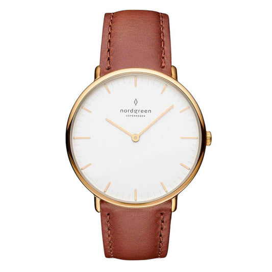 NORDGREEN Montre Femme Native 32 mm Or Cuir Marron