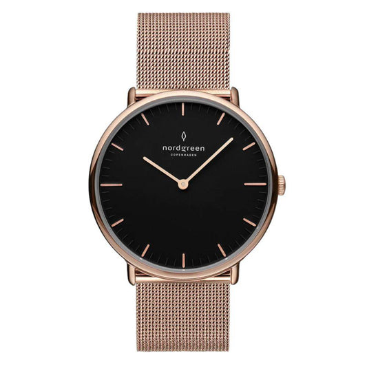 NORDGREEN Montre Femme Native 32 mm Or Rose Maille Noire