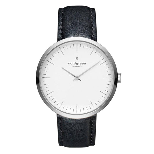 NORDGREEN Montre Femme Infinity 32 mm Argent Noir Cuir