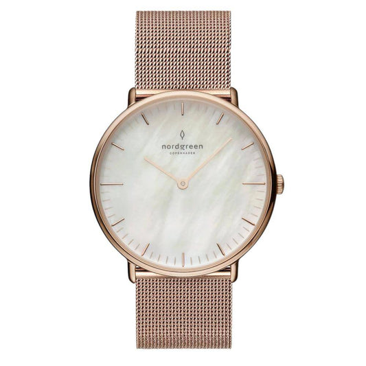 NORDGREEN Montre Femme Native 28 mm Or Rose Nacre Maille