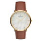 NORDGREEN Damenuhr Native 28 mm Gold Braun Perlmutt Leder