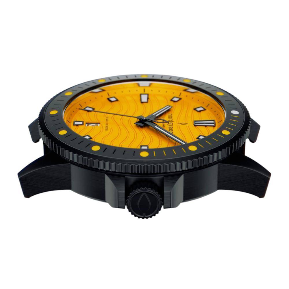 NORDGREEN Herrenuhr Waves 40 mm Schwarz Orange