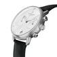 NORDGREEN Herrenuhr Pioneer Chronograph 42 mm Silber Schwarz Leder