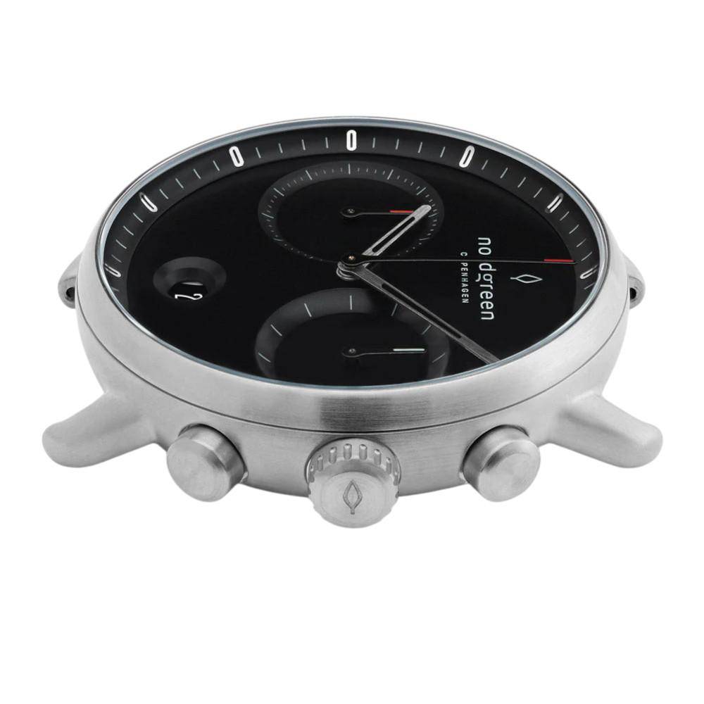 NORDGREEN Herrenuhr Pioneer Chronograph 42 mm Silber Schwarz