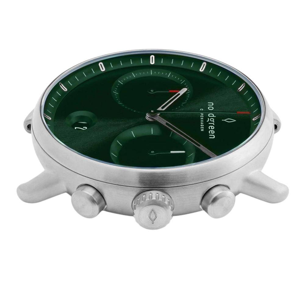 NORDGREEN Herrenuhr Pioneer Chronograph 42 mm Silber Grün