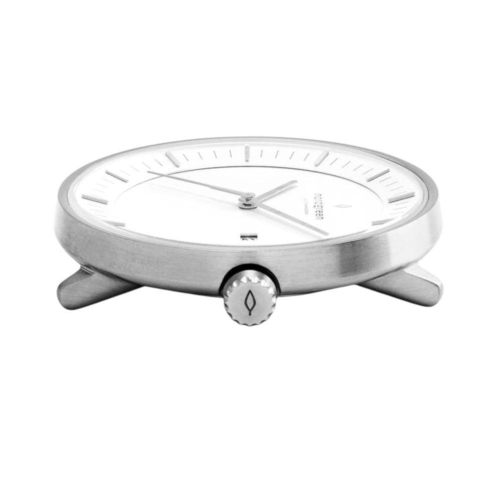 NORDGREEN Herrenuhr Philosopher 40 mm Silber Mesh