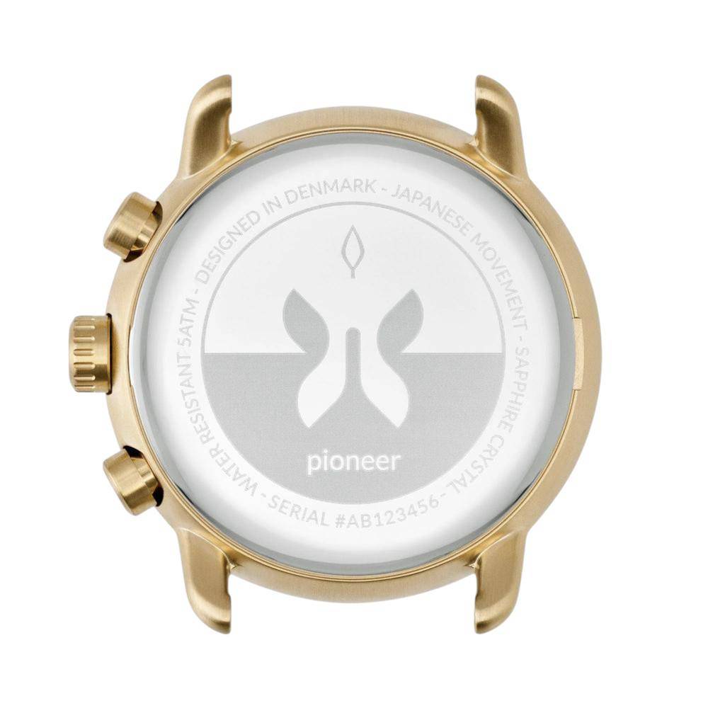 NORDGREEN Herrenuhr Pioneer Chronograph 42 mm Gold Braun Leder