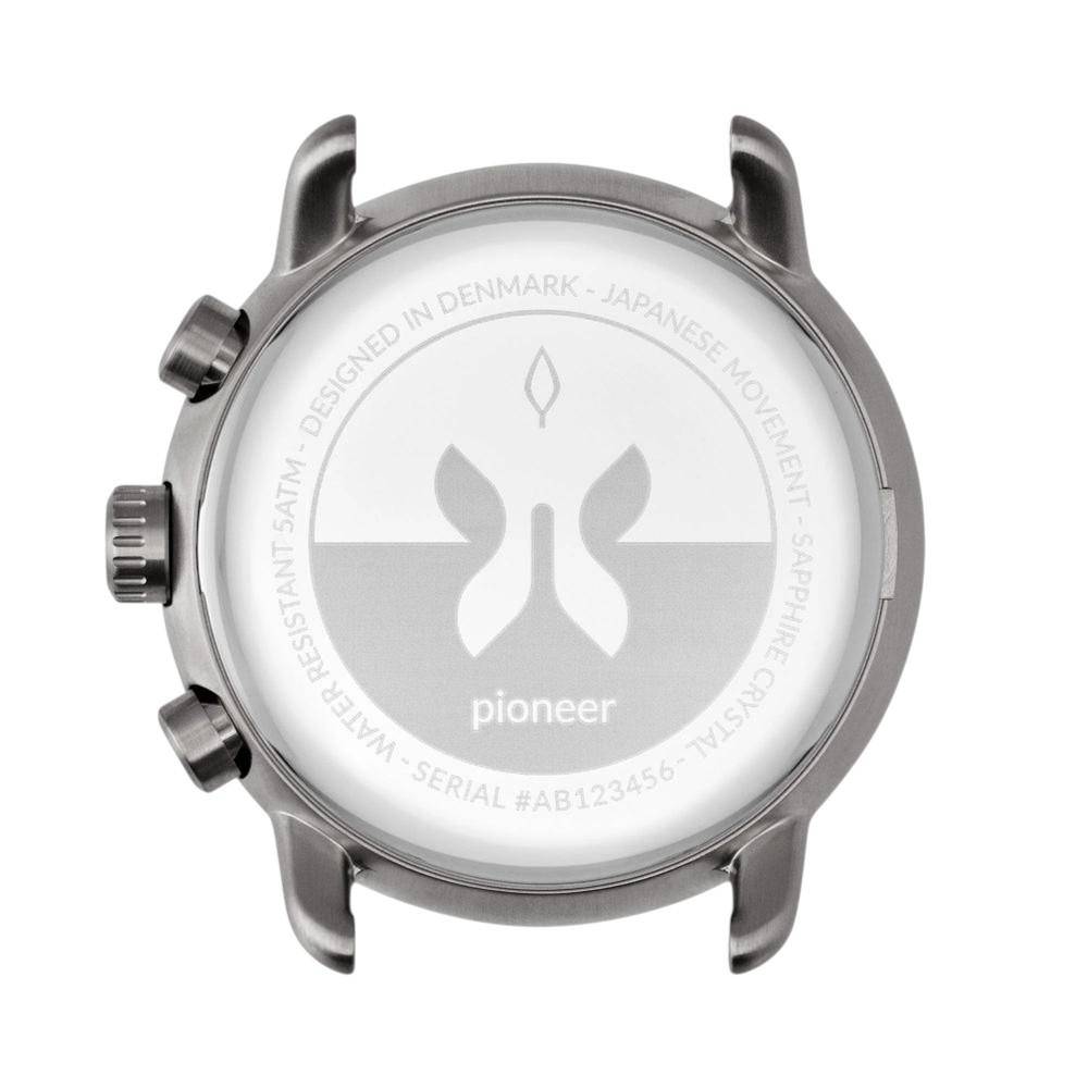 NORDGREEN Herrenuhr Pioneer Chronograph 42 mm Schwarz Leder