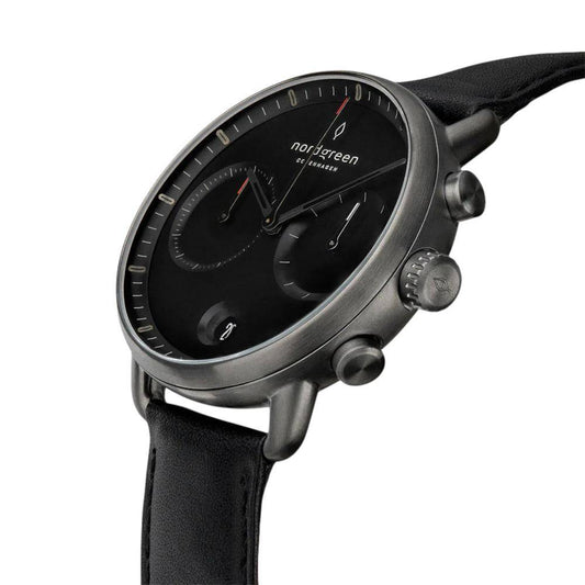 NORDGREEN Montre homme Pioneer Chronographe 42 mm Noir Cuir