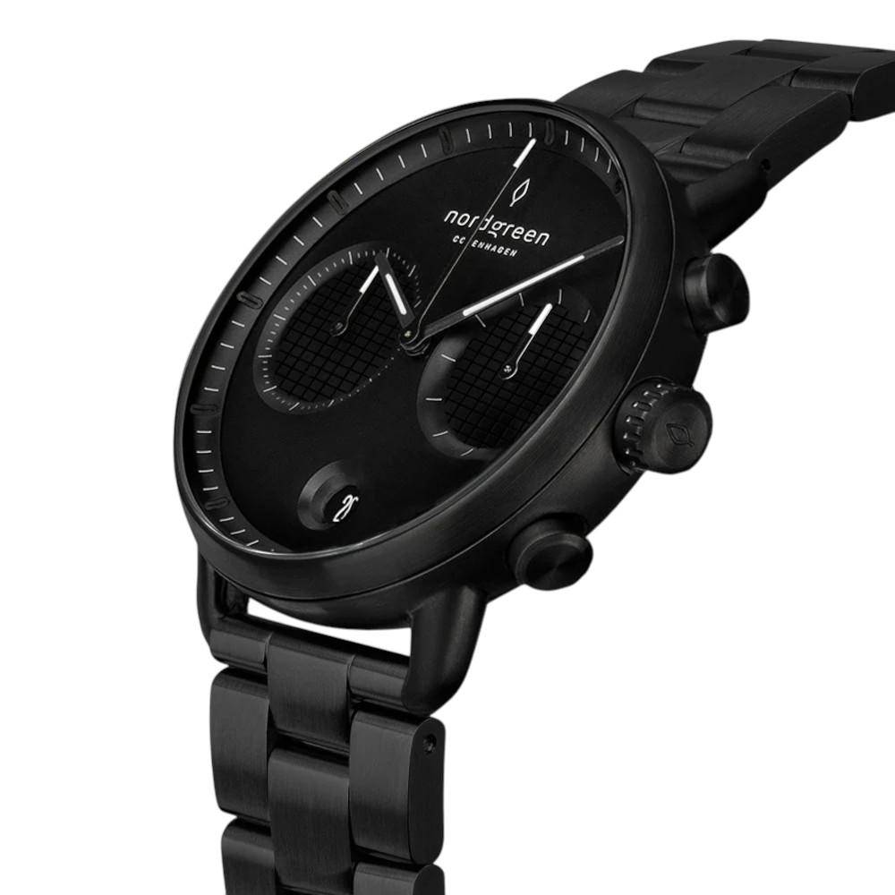 NORDGREEN Herrenuhr Pioneer Chronograph 42 mm Schwarz