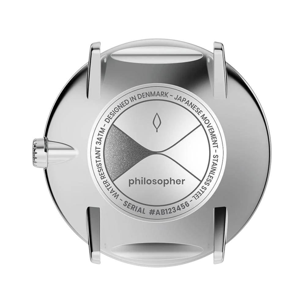 NORDGREEN Herrenuhr Philosopher 40 mm Silber Braun Leder