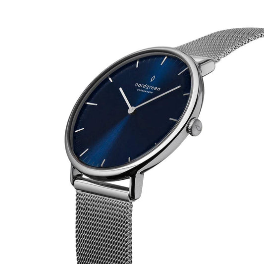 NORDGREEN Montre Homme Native 40 mm Argent Bleu Maille