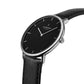 NORDGREEN Herrenuhr Native 40 mm Silber Schwarz Leder