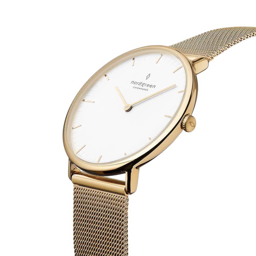 NORDGREEN Herrenuhr Native 40 mm Gold Mesh