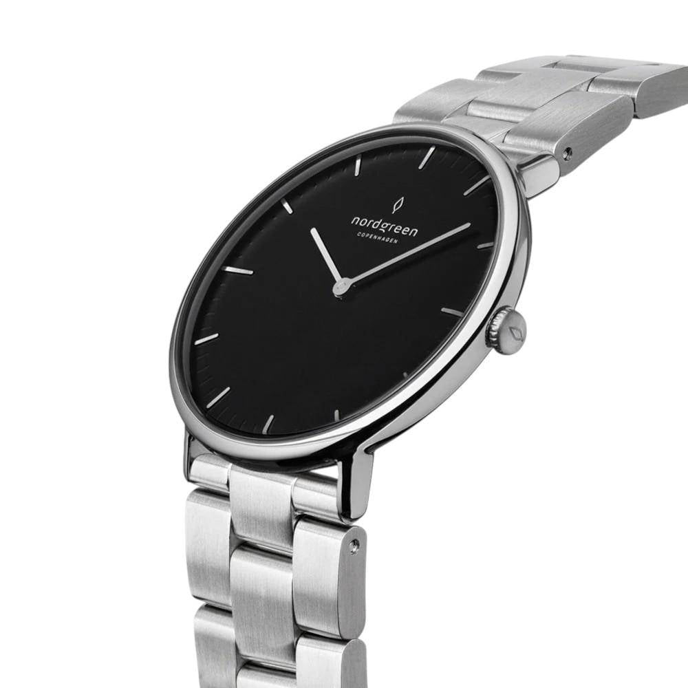 NORDGREEN Herrenuhr Native 40 mm Silber Schwarz