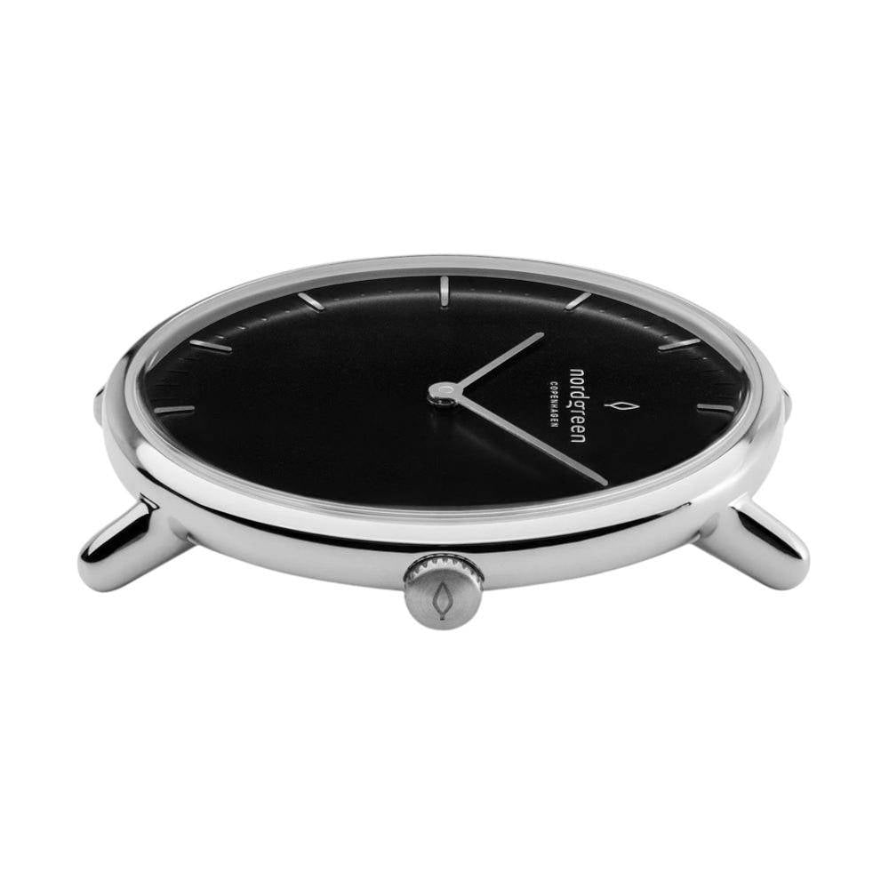 NORDGREEN Herrenuhr Native 40 mm Silber Schwarz
