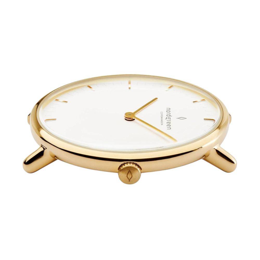 NORDGREEN Herrenuhr Native 36 mm Gold Schwarz Leder