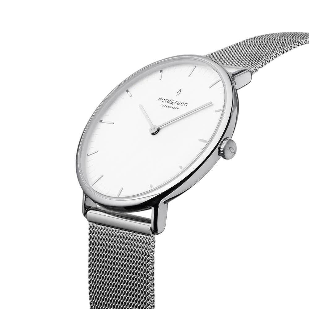 NORDGREEN Damenuhr Native 36 mm Silber Mesh