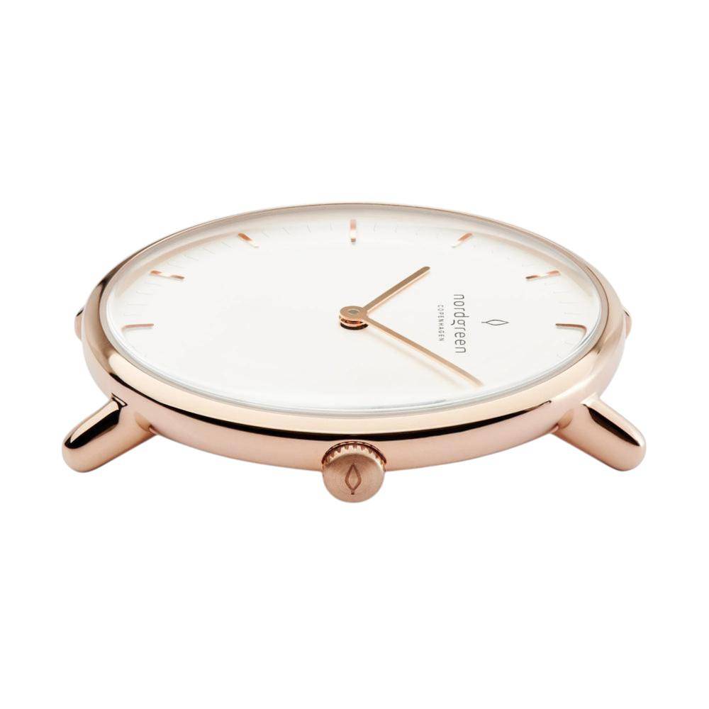 NORDGREEN Damenuhr Native 36 mm Rosegold Braun Leder