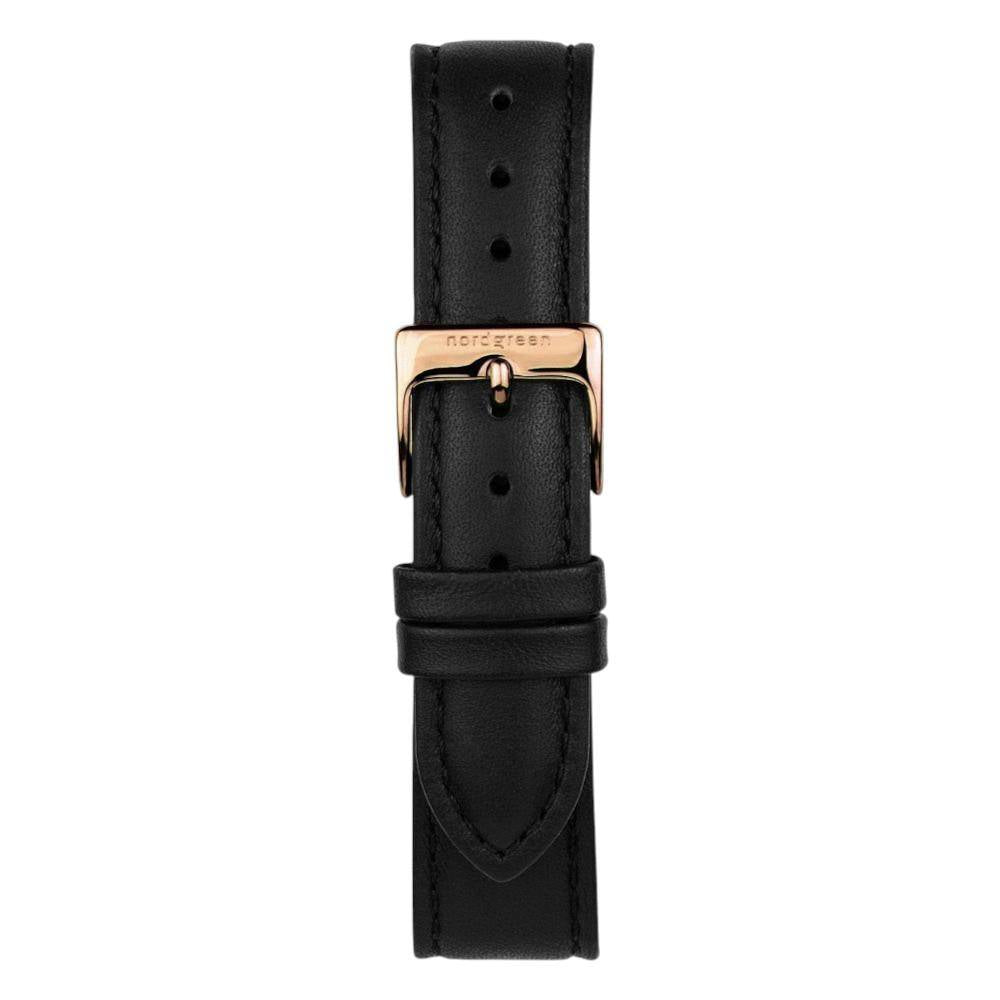 NORDGREEN Damenuhr Native 36 mm Rosegold Schwarz Leder