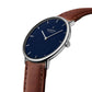 NORDGREEN Damenuhr Native 36 mm Silber Braun Blau Leder