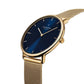 NORDGREEN Damenuhr Native 32 mm Gold Blau Mesh