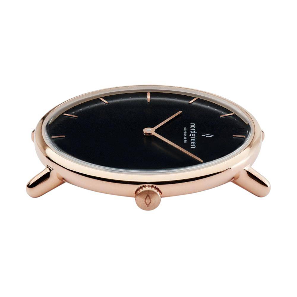 NORDGREEN Damenuhr Native 36 mm Rosegold Schwarz Braun Leder