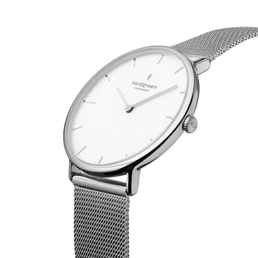 NORDGREEN Montre pour femme Native 28 mm maille argentée