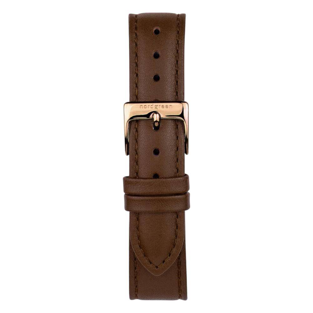 NORDGREEN Damenuhr Native 32 mm Rosegold Braun Leder