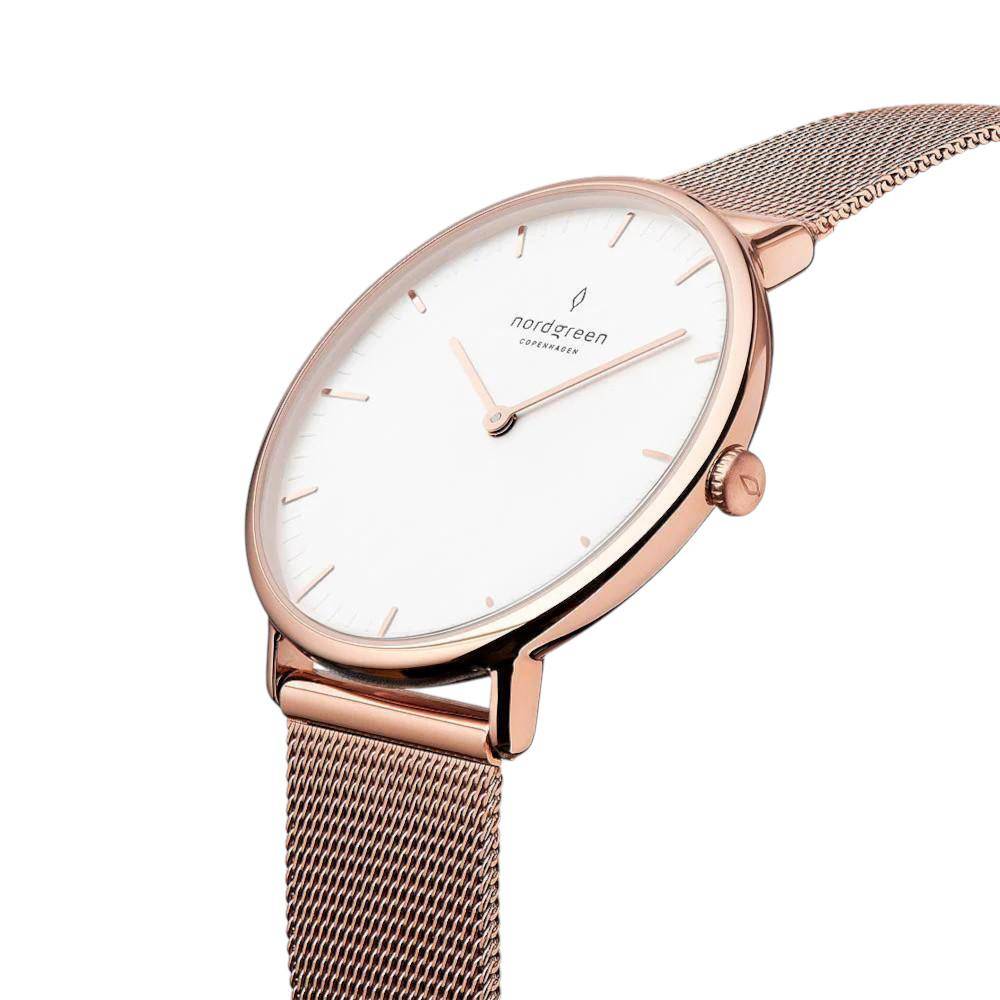 NORDGREEN Damenuhr Native 32 mm Rosegold Mesh