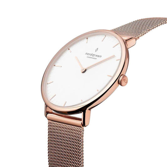NORDGREEN Montre Femme Native 32 mm Maille Or Rose
