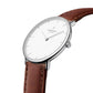 NORDGREEN Damenuhr Native 28 mm Silber Braun Leder