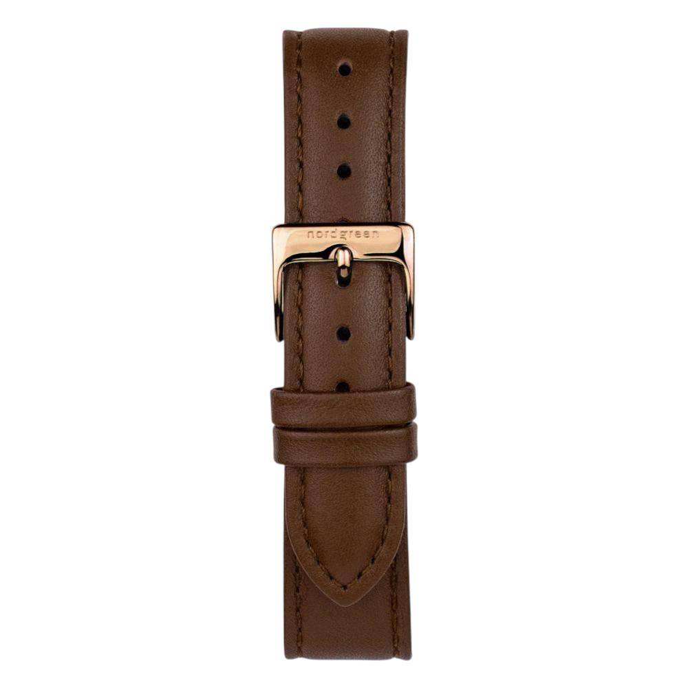 NORDGREEN Damenuhr Native 28 mm Rosegold Braun Perlmutt Leder