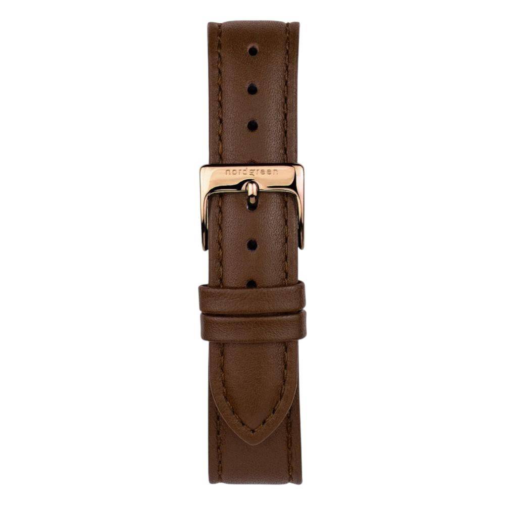 NORDGREEN Damenuhr Native 28 mm Rosegold Braun Leder