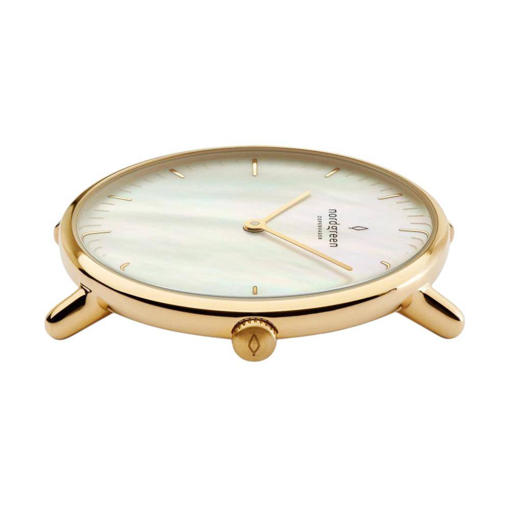 NORDGREEN Montre Femme Native 28 mm Or Nacre Maille Milanaise
