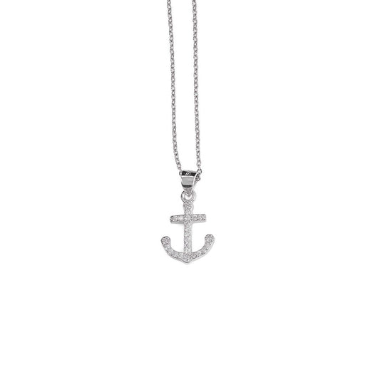 AMORETTO MILANO anchor necklace “Santo Spirito” made of 925 silver with zirconia AM0999