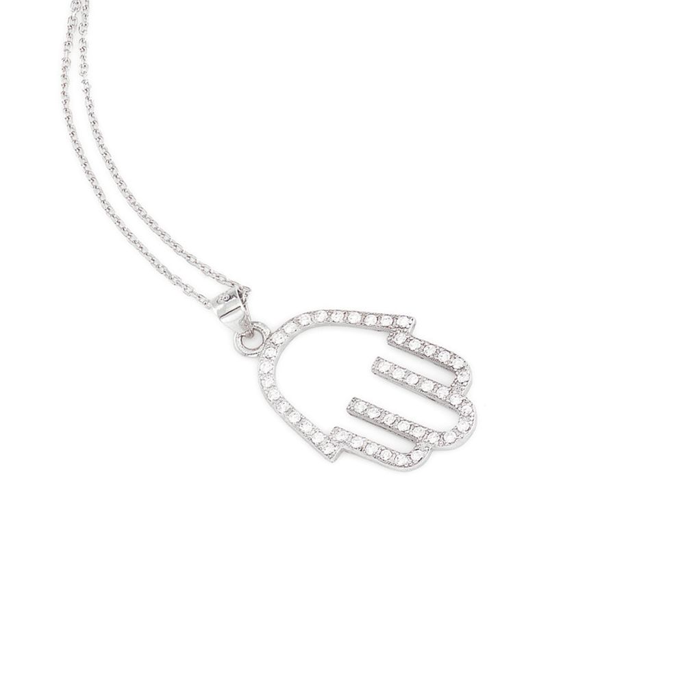 AMORETTO MILANO Halskette „Hand Fatimas / Hamsa“ aus 925 Silber mit Zirkonia AM0981