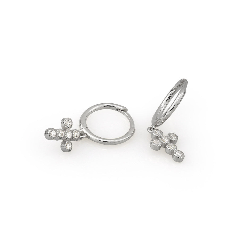 AMORETTO MILANO hoop earrings made of 925 silver cross zirconia A110028