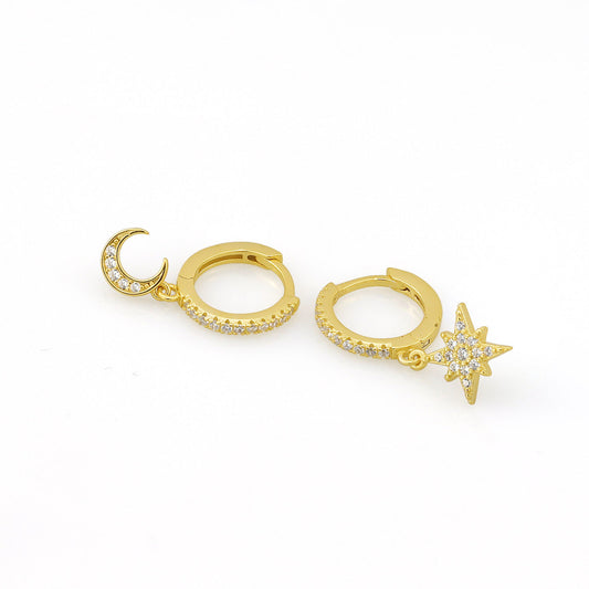AMORETTO MILANO hoop earrings made of 925 silver half moon star zirconia A110044