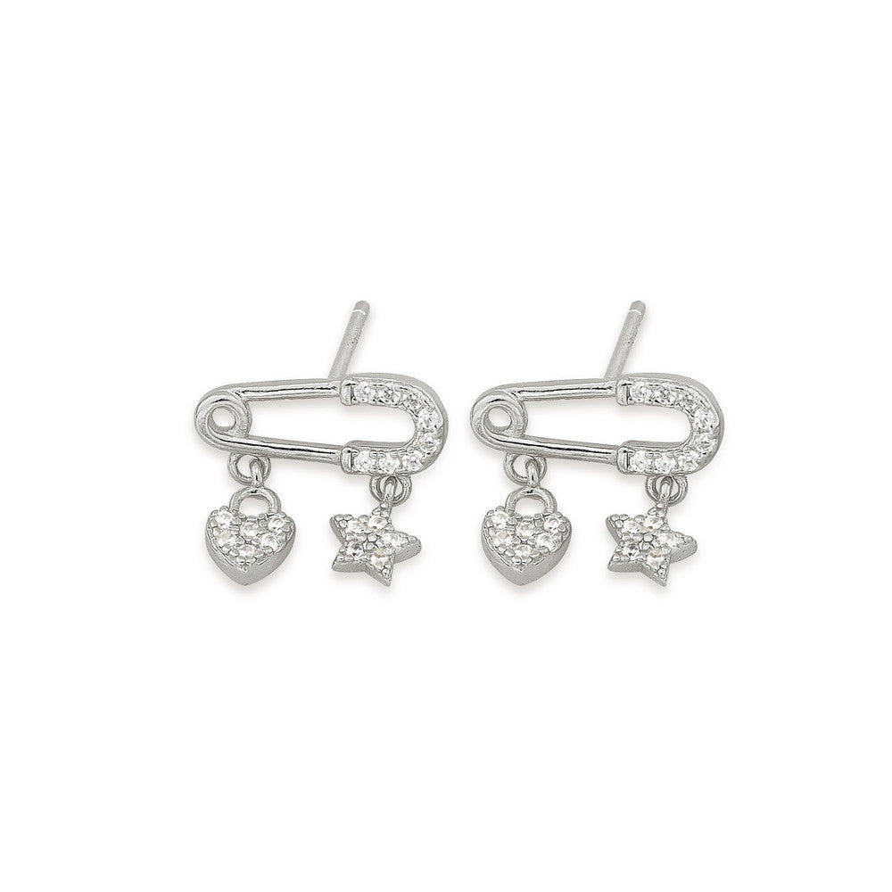AMORETTO MILANO stud earrings made of 925 silver paper clip zirconia A110047