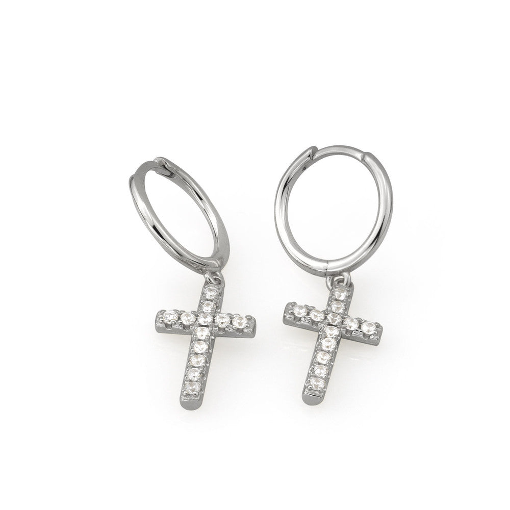 AMORETTO MILANO hoop earrings made of 925 silver cross zirconia A110061