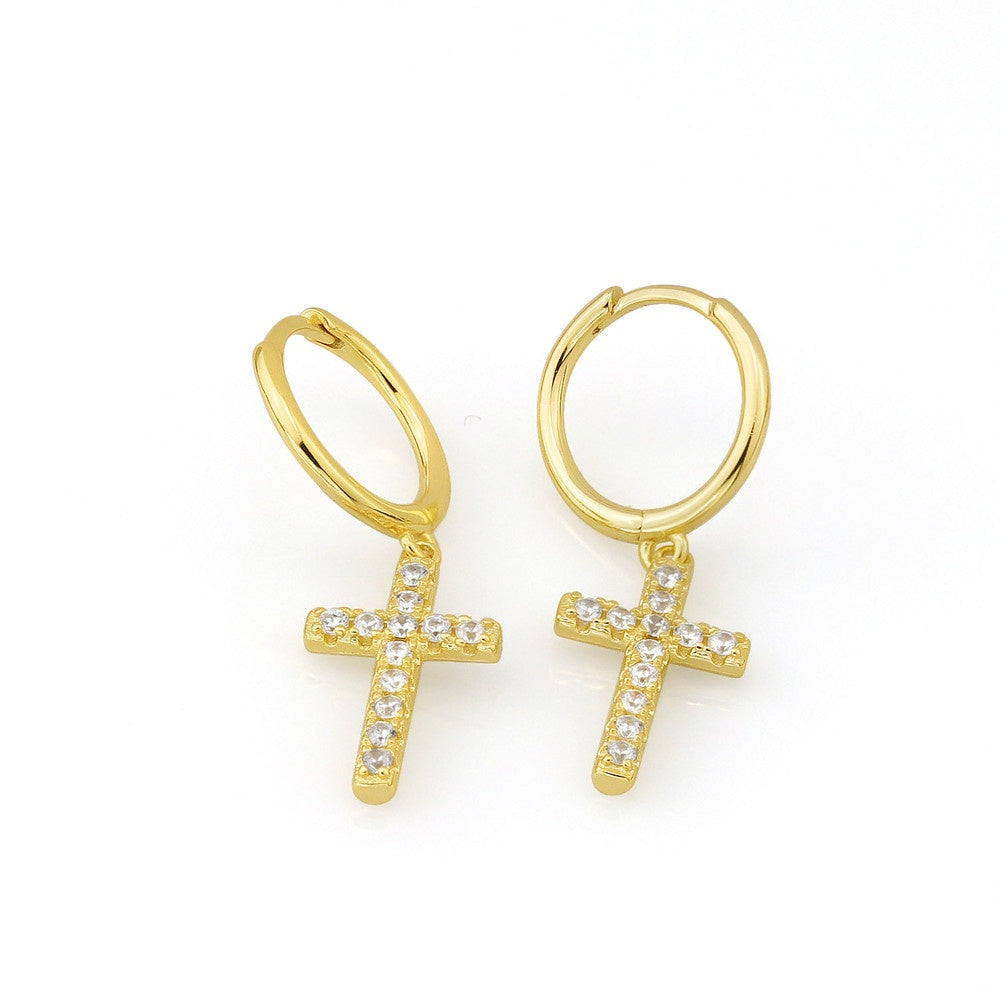 AMORETTO MILANO hoop earrings made of 925 silver cross zirconia A110061