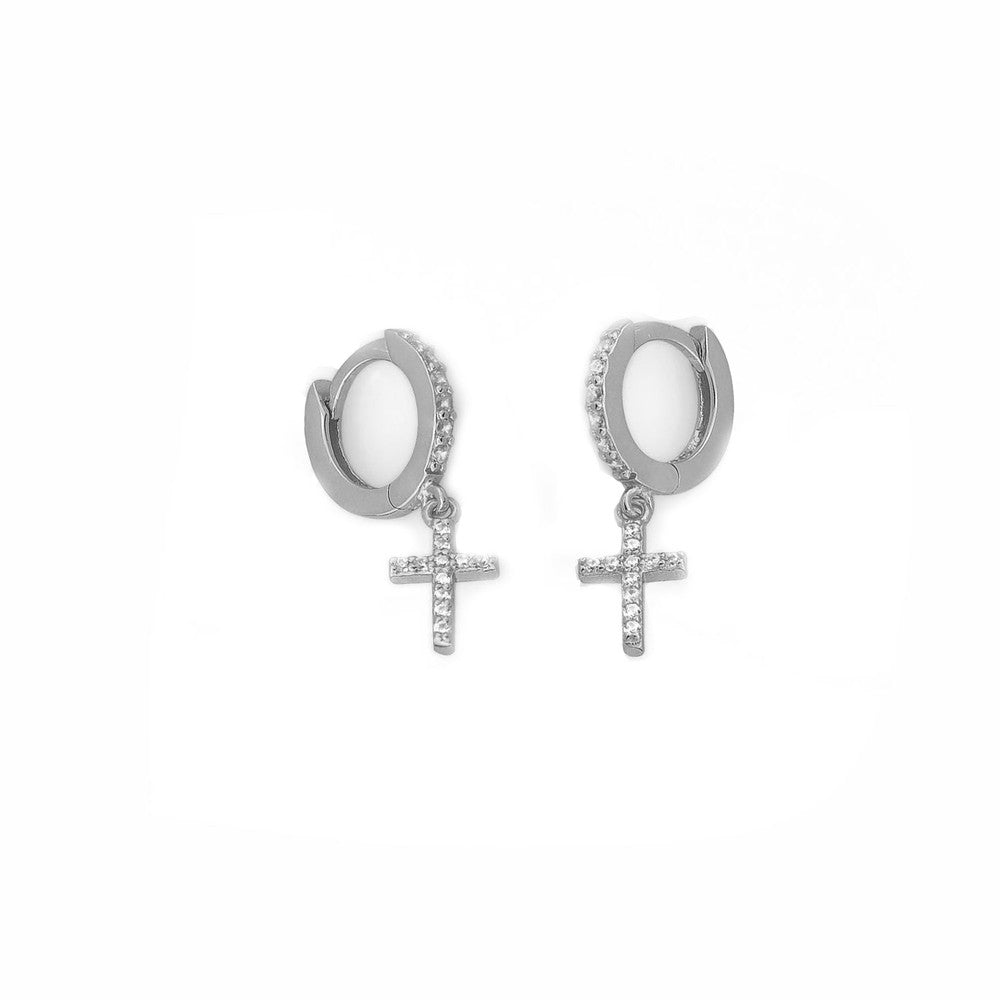 AMORETTO MILANO hoop earrings made of 925 silver cross zirconia A110081