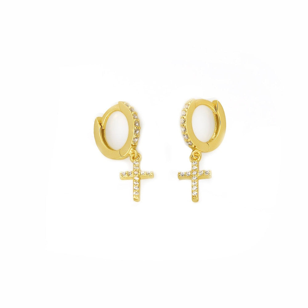 AMORETTO MILANO hoop earrings made of 925 silver cross zirconia A110081