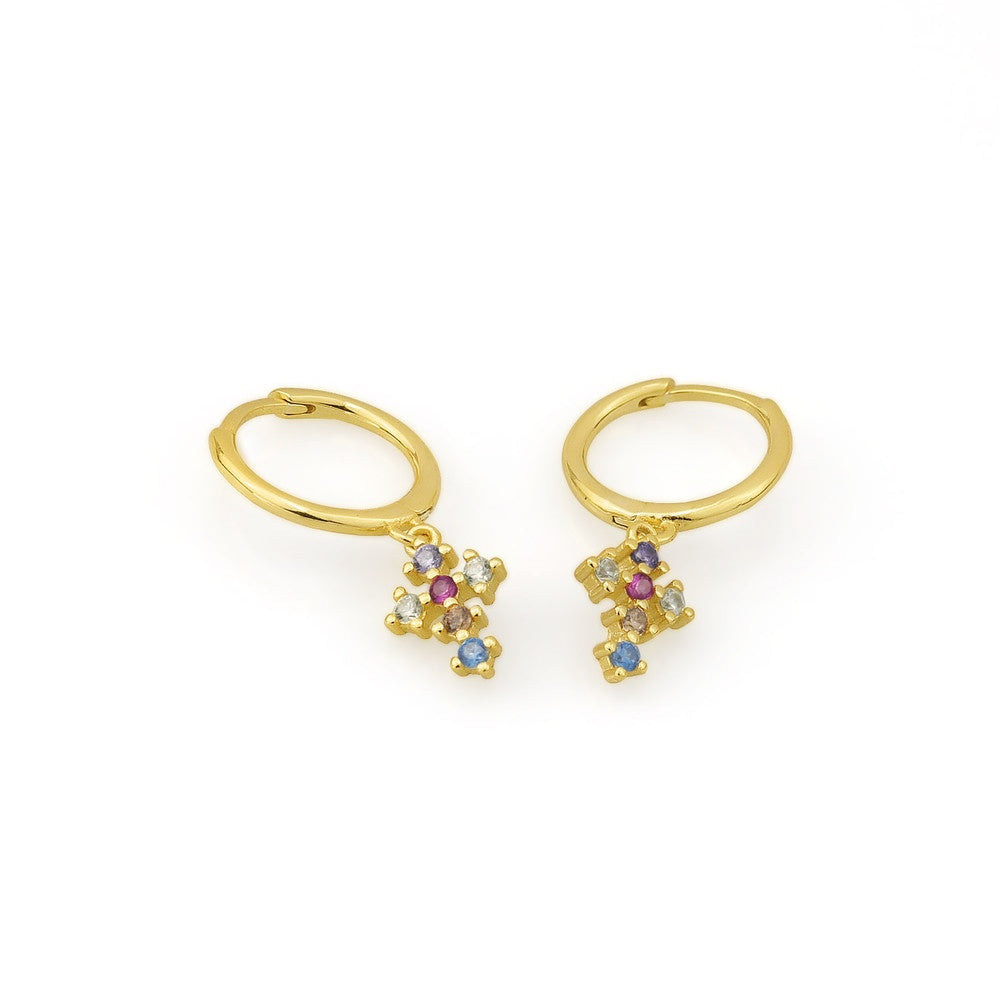 AMORETTO MILANO hoop earrings made of 925 silver cross rainbow zirconia colorful A110127