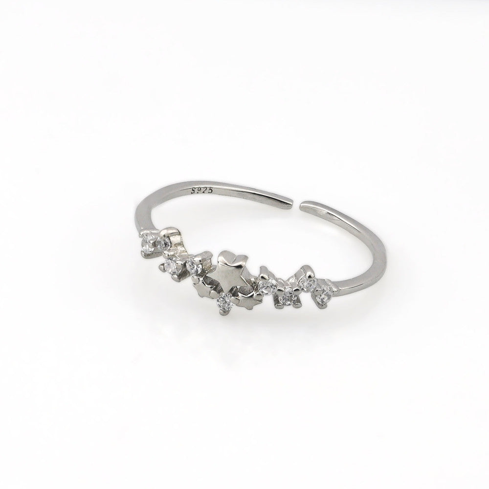 AMORETTO MILANO Ring aus 925 Silber Zirkonia Sterne verstellbar A120014