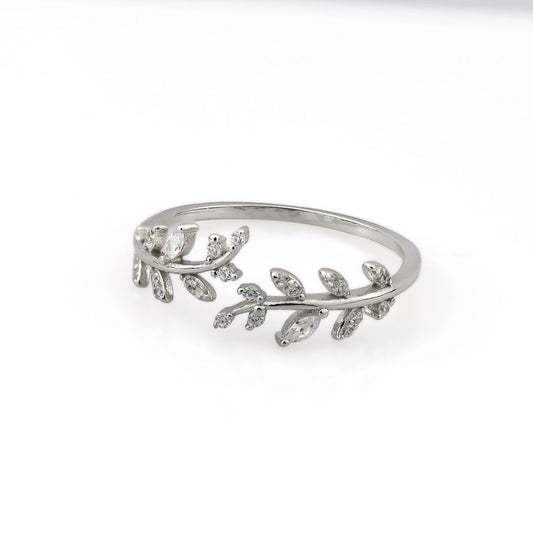 AMORETTO MILANO ring made of 925 silver leaf zirconia adjustable A120017