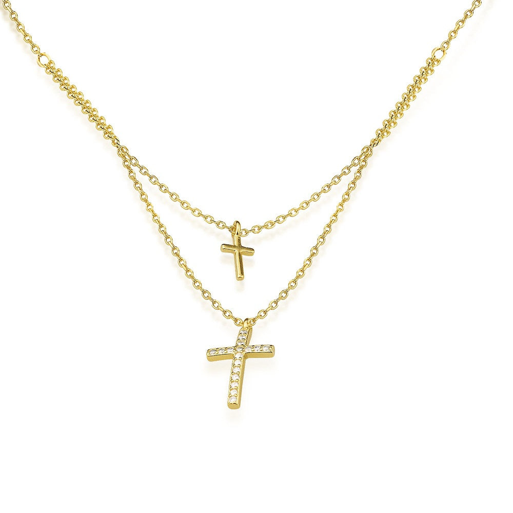 AMORETTO MILANO necklace made of 925 silver with two crosses zirconia A140031