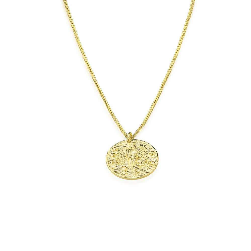 AMORETTO MILANO Halskette aus 925 Silber goldfarben Münze Engel A190028G