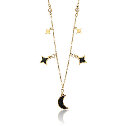 AMORETTO MILANO Necklace "LUNA" Charms Gold / Black AM0205